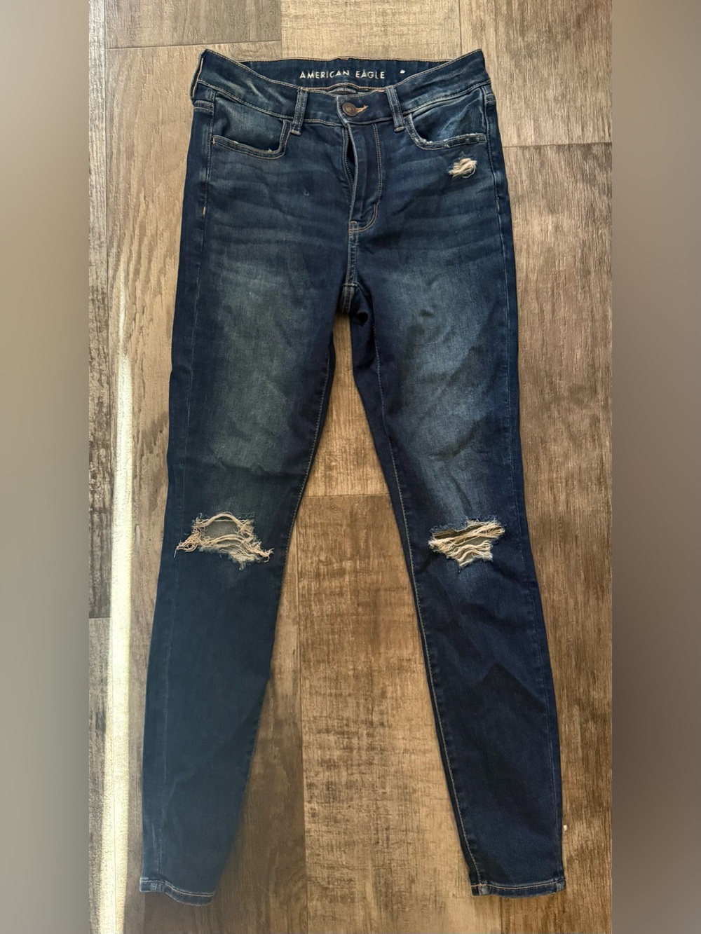 American Eagle Outfitters Dark Blue Distressed Skinny Jeans